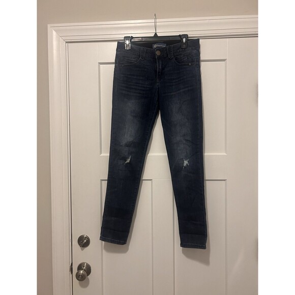 Democracy Jeans Women’s Size 6 Dark Blue AB Solution Taper Leg Mid-Rise Stretch - Picture 1 of 6